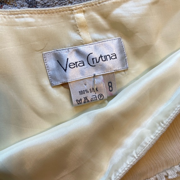 SOLD Vintage 100% Silk Elegant Cream Pleated Skirt By Vera Cristina - Picture 5 of 5